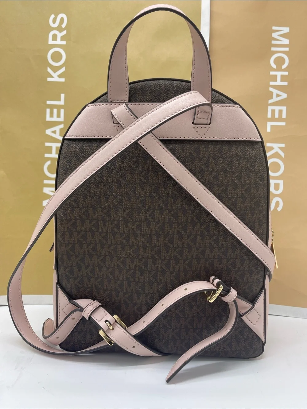 Michael Kors Jaycee Medium Zip Pocket Logo Backpack Powder Blush NWT